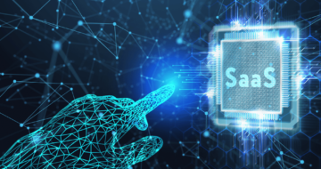 a hand pointing to SaaS