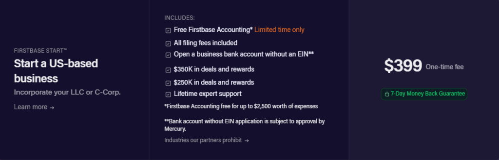 Firstbase.io pricing