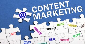 a puzzle piece with words about content marketing