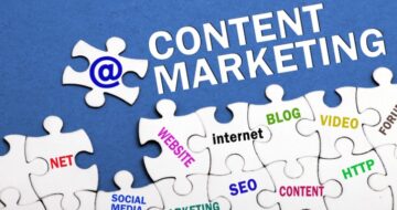 a puzzle piece with words about content marketing