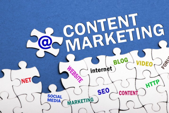 a puzzle piece with words about content marketing