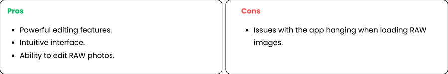 Snapseed pros and cons