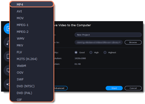 Movavi export