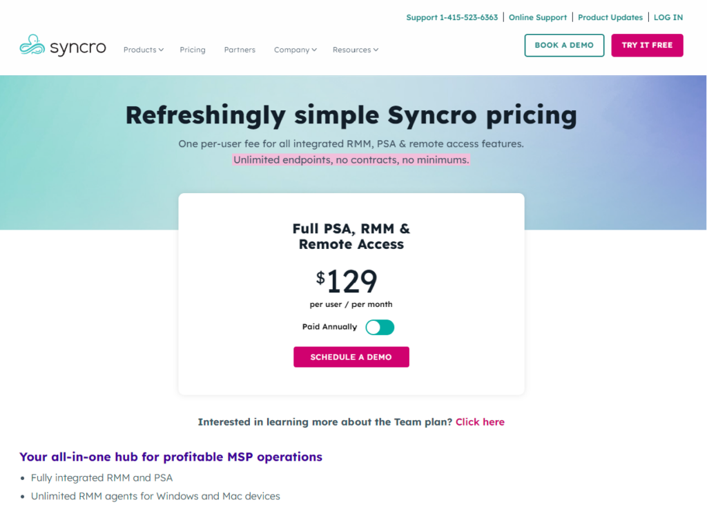 Syncro pricing