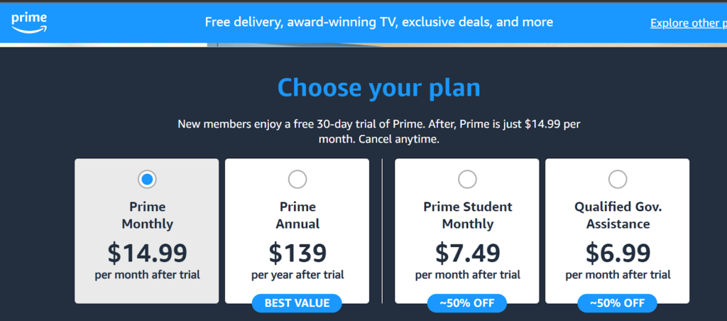 Prime Video pricing